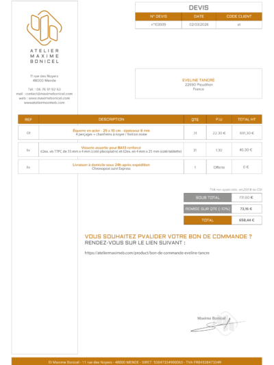 Bon de commande - Eveline Tancré