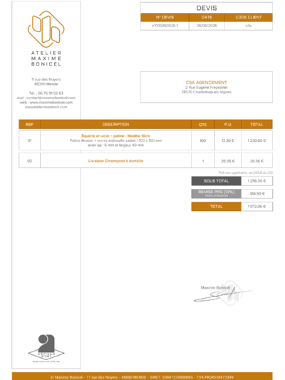 BON DE COMMANDE C3A AGENCEMENT
